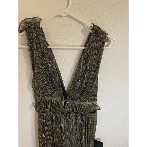 NWT Lulus Spotlight on You Black and Gold Metallic Maxi Dress womens size small - Picture 5 of 5